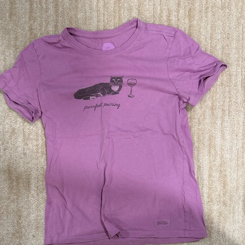 Life Is Good Lavender Cat Tee